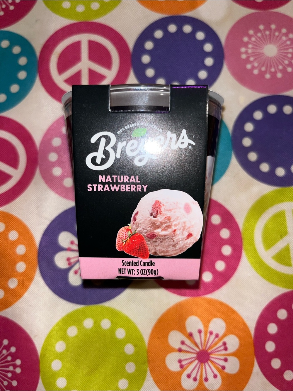 Breyer Natural Strawberry Scented Candle - Black & Pink Packaging